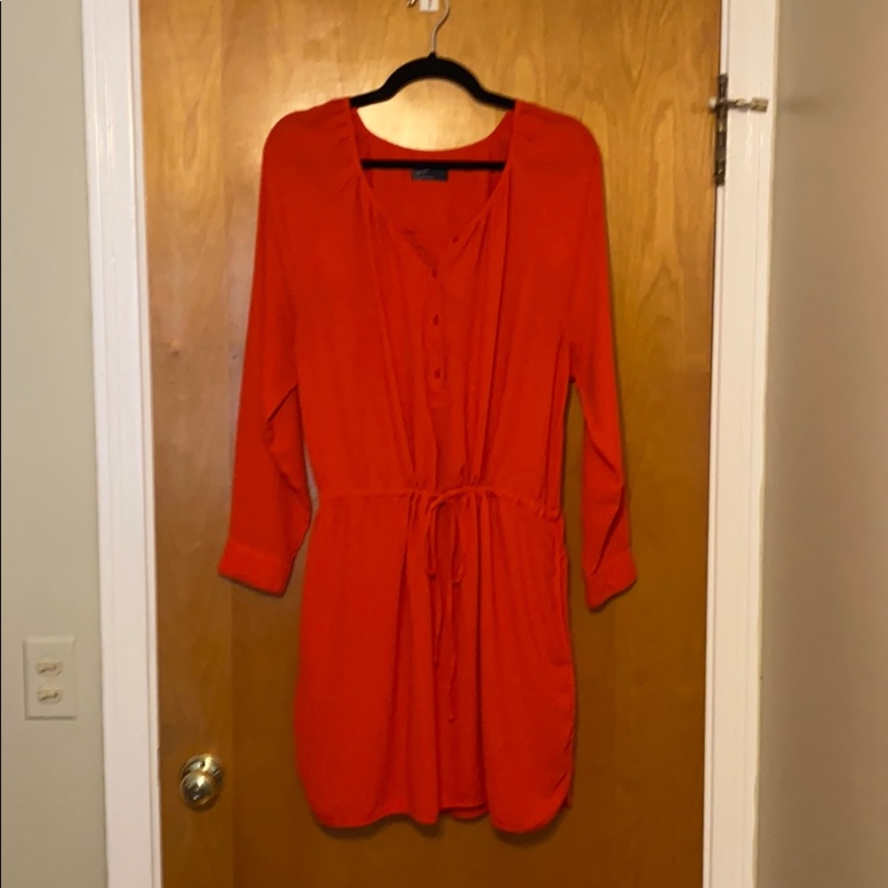 Short red/orange long sleeve dress